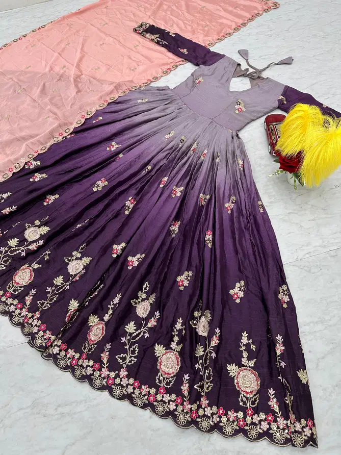 AK 017 Chinon Wear Designer Gown Exporters In India